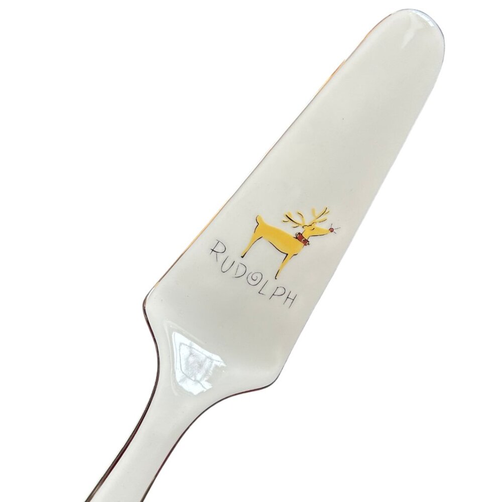 POTTERY BARN RUDOLPH CERAMIC WHITE CAKE PIE SERVER RARE VINTAGE